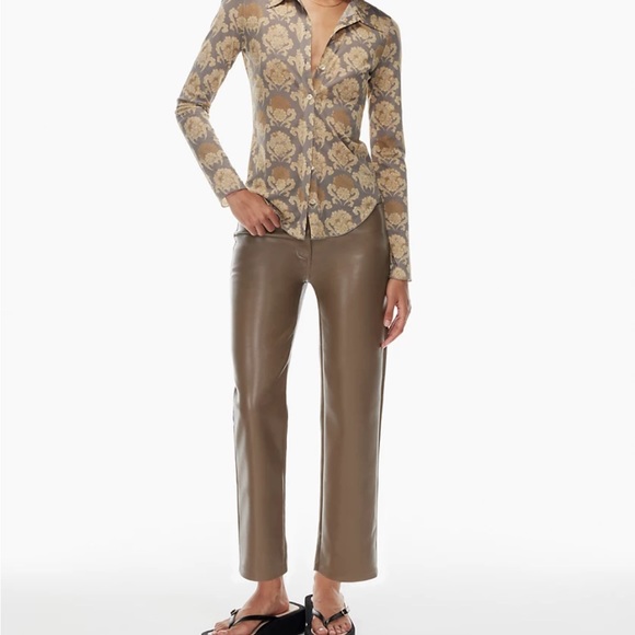 Aritzia Wilfred Vegan Leather Melina Cropped Pants Size 2 - Picture 4 of 6